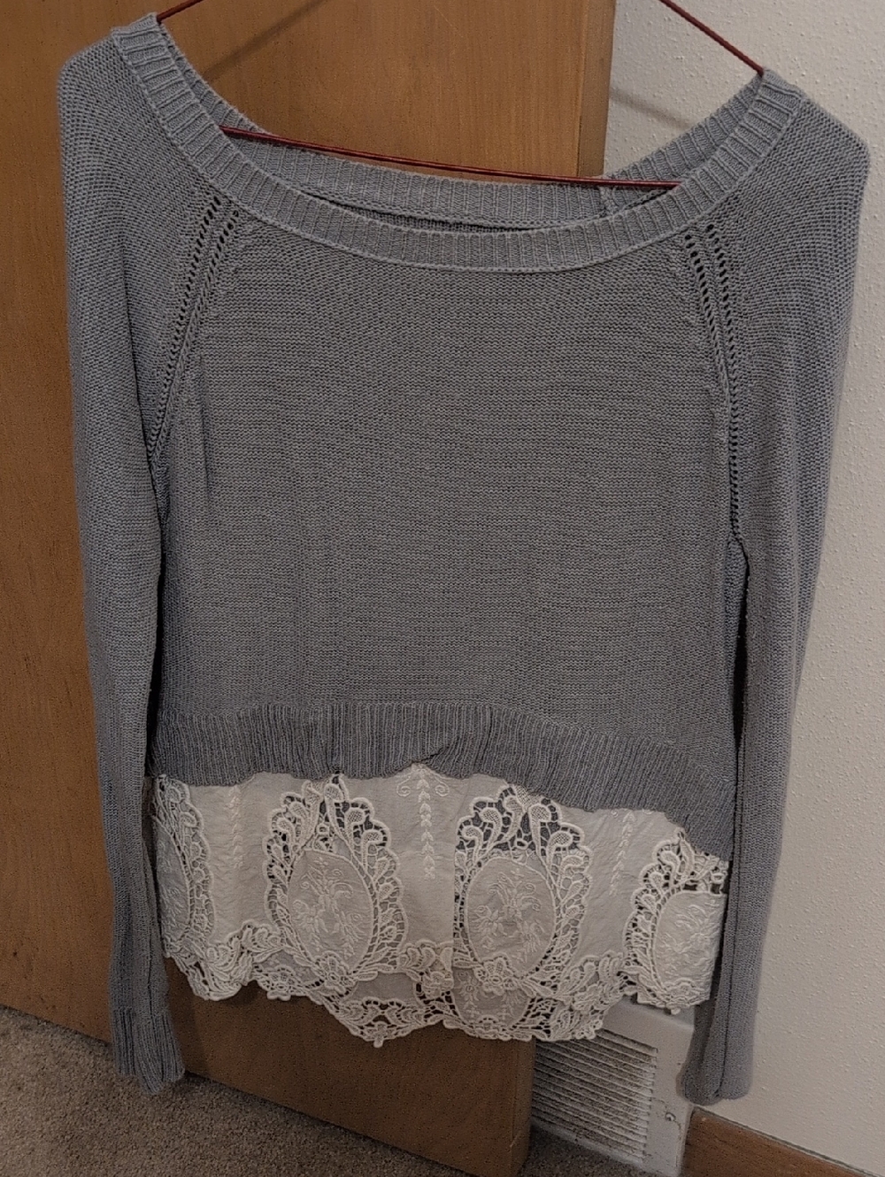 American Eagle Outfitters Light Beige Ribbed Knit Sweater